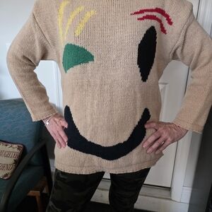 Happy Face Smiley Face Sweater SUPER soft Size L